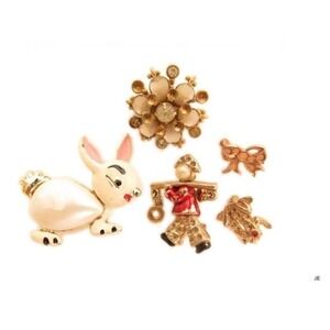 Vintage Figural Jewelry Lot Pins Brooches 4 Repairs